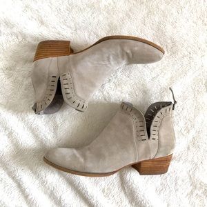 Caslon Light Grey Suede Leather Heeled Ankle Boots